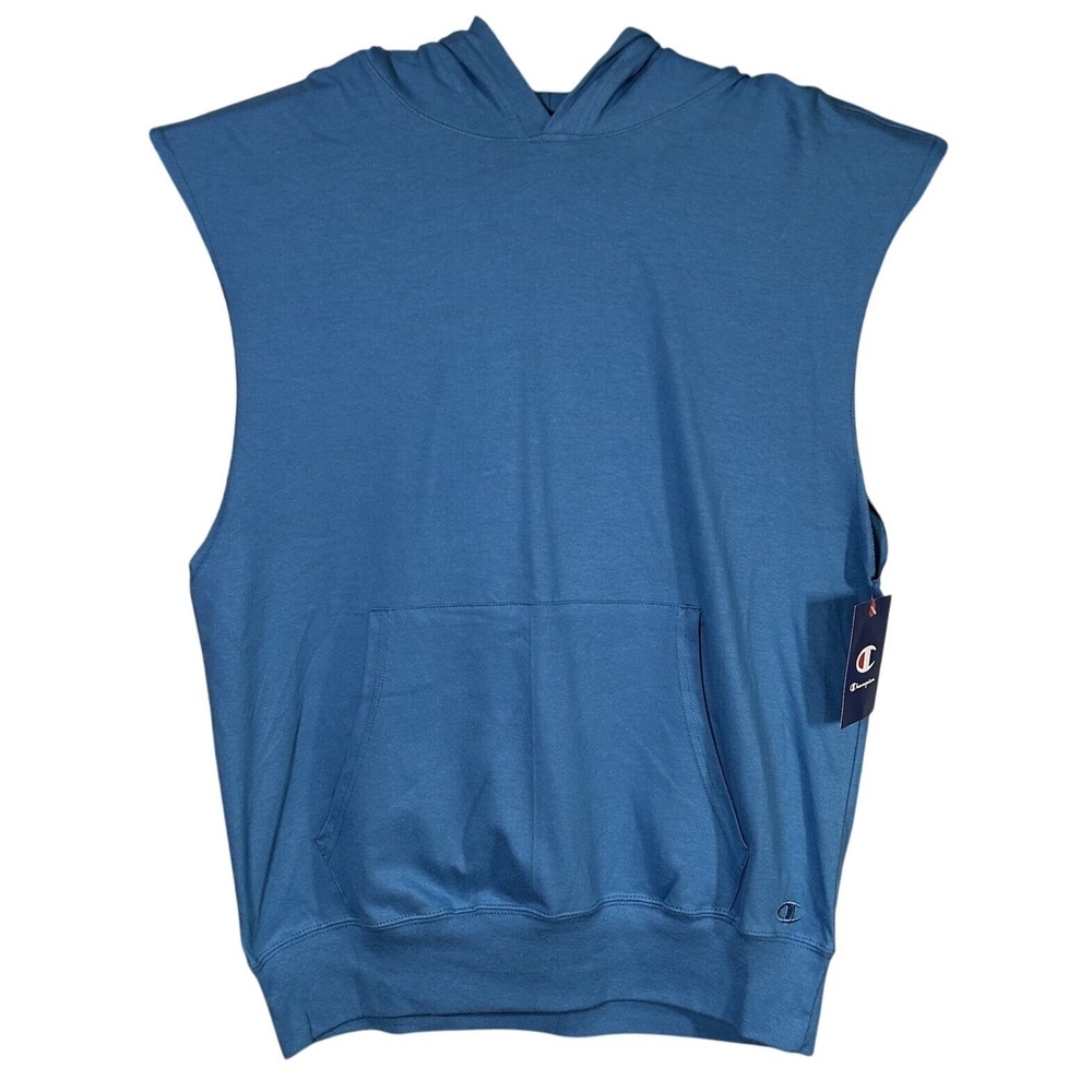Champion Sleeveless Mountain Air Middle Weight Cut Off Hoodie Men's S Blue NWT